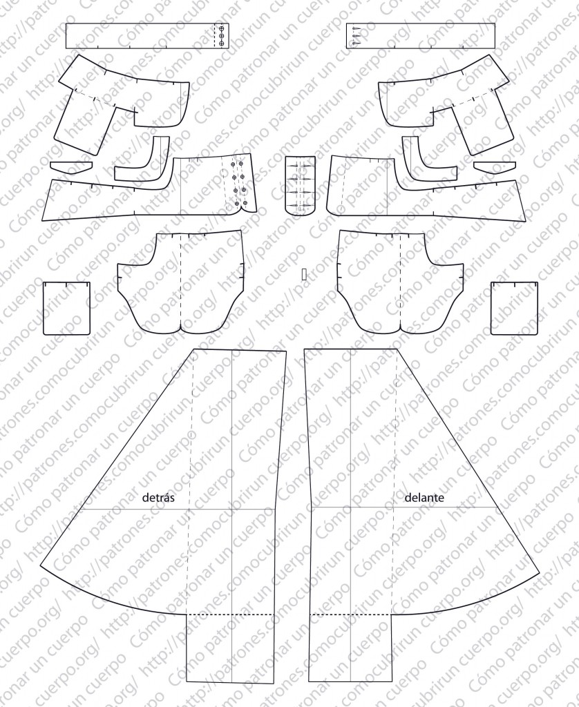 Pantalón-sarruel de ocho cinturones. Mod.P2013-001-20131025
